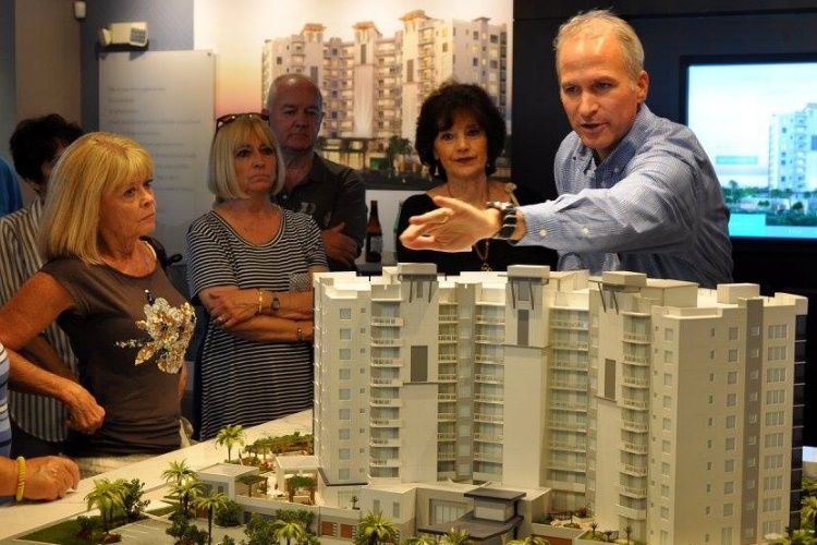 A scale model of the Grandview at Bay Beach tower on display