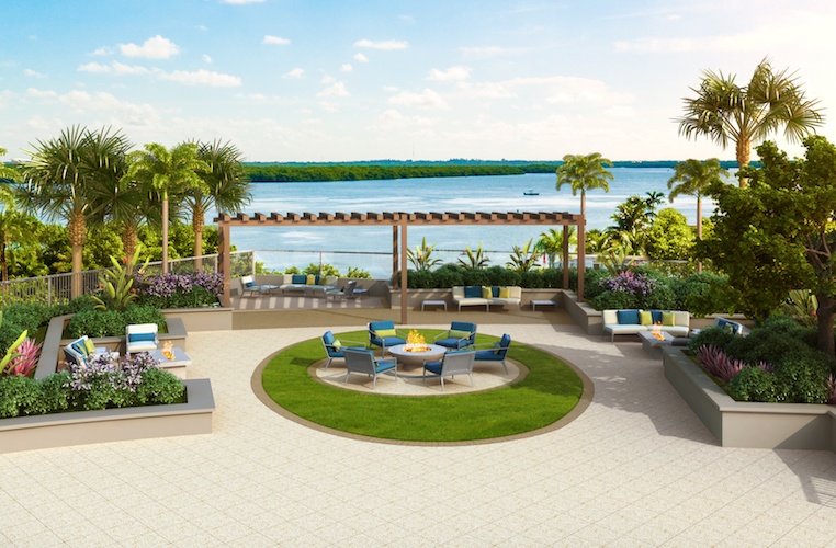 Grandview at Bay Beach offers luxury amenities like this event lawn with a gorgeous view.