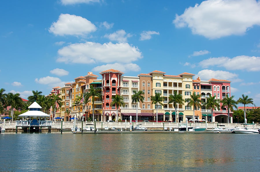 colorful tropical buildings in Naples Florida