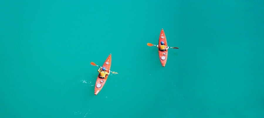kayaks on blue water ocean