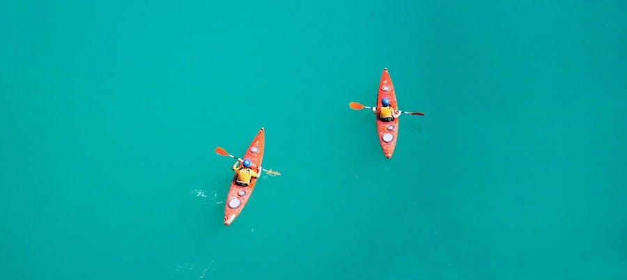 kayaks on blue water ocean