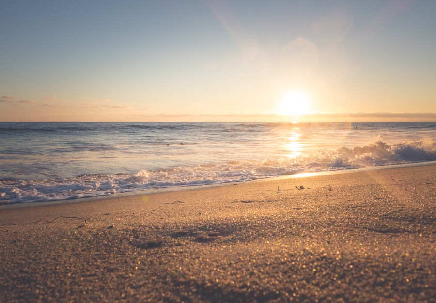 sandy beach during sunset